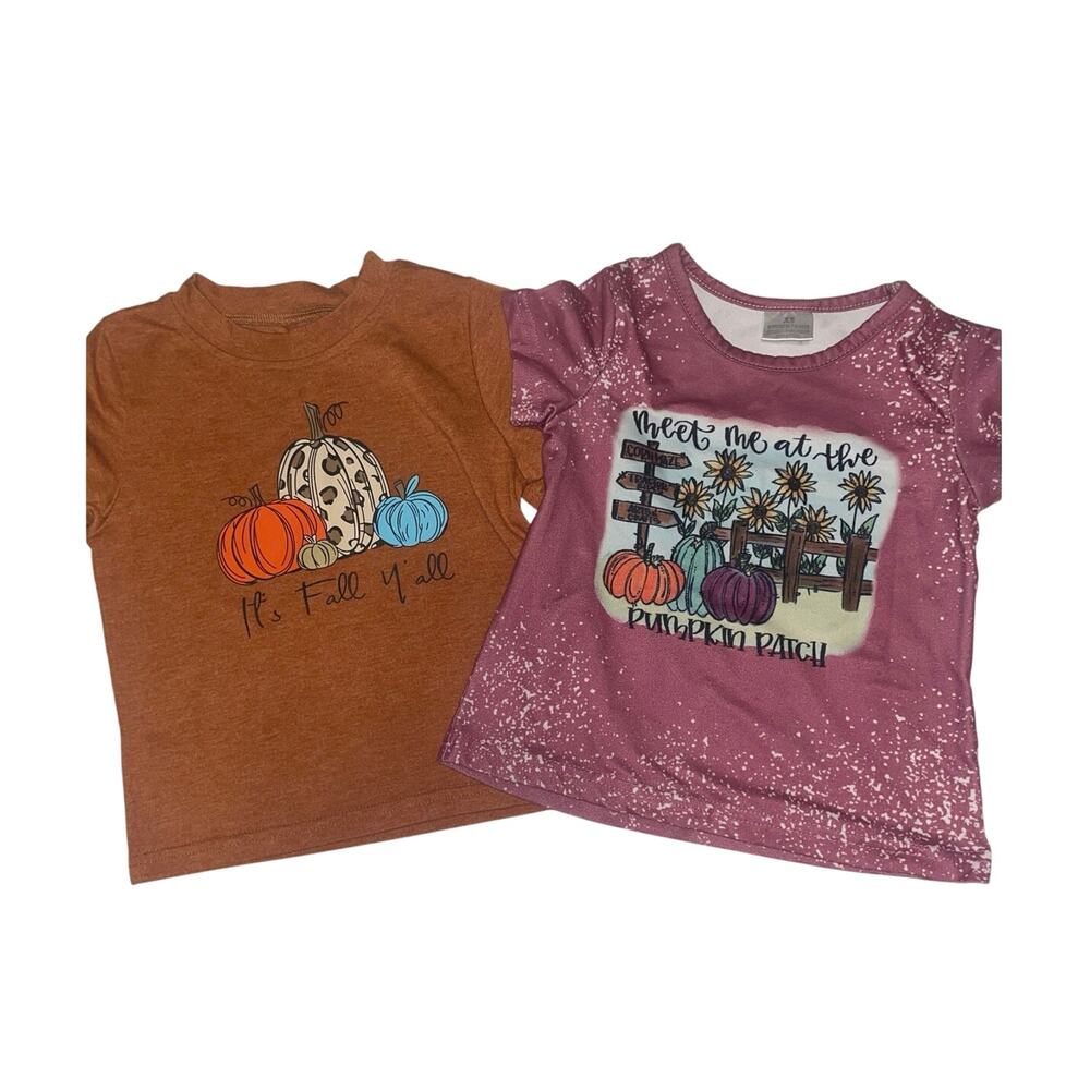 2 Toddler Girls Boutique Style Fall T-Shirts sz. S/XS